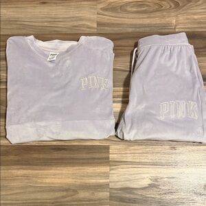 Victoria's Secret PINK Velour Varsity Pullover Jogger Set Women’s Sz.S Y2K